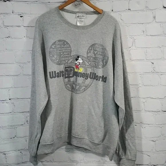 Walt Disney World Gray Crewneck Sweatshirt with World of Disney Graphic - Picture 1 of 13